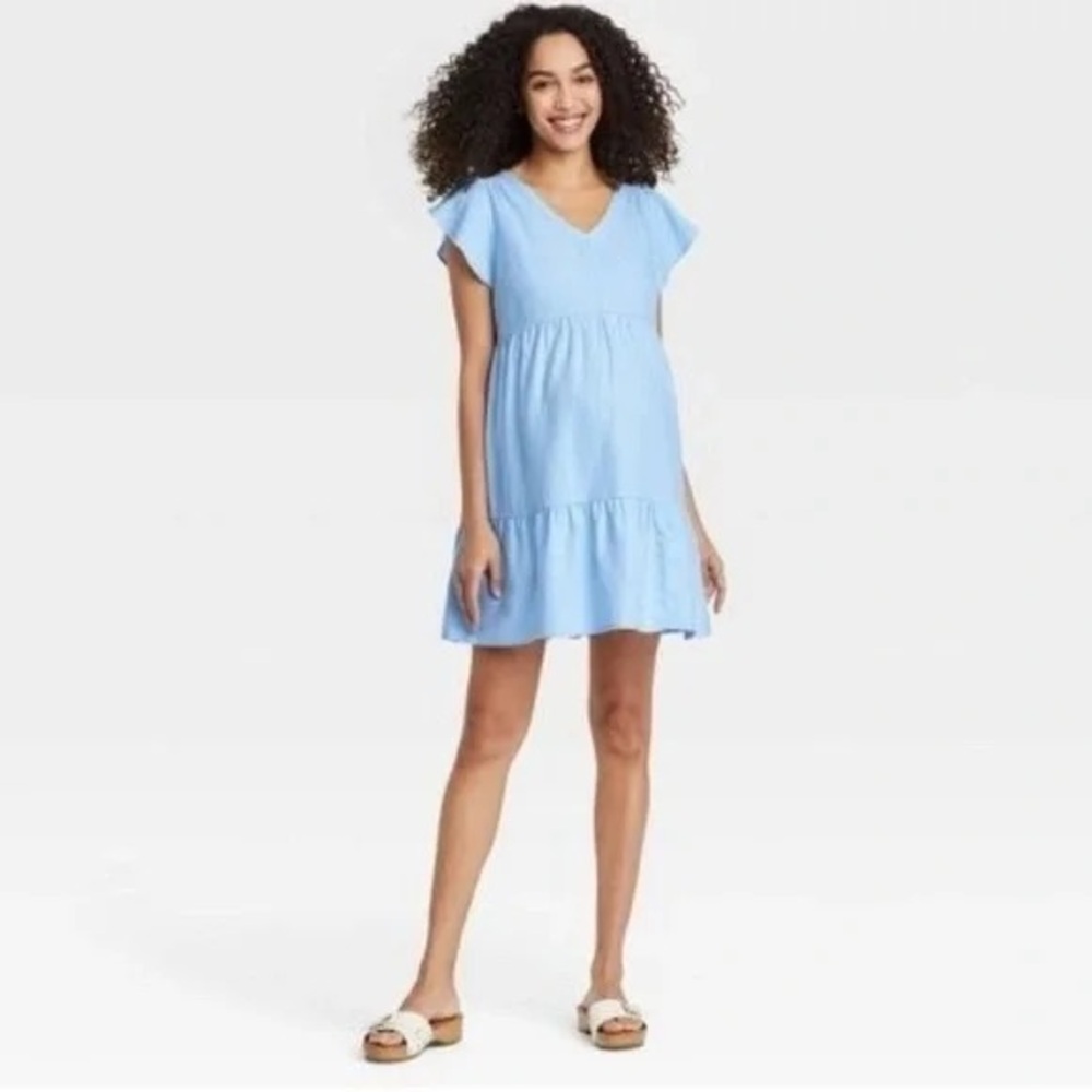 Elegant Sky Blue Mini Dress